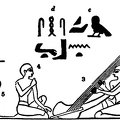 Harps, pipe, and flute, from an ancient tomb near the Pyramids