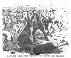 Baltimore - scene after the first volley by the Sixth Regiment