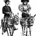 Man and woman riding on donkeys