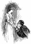 Young man kneeling in front of a woman