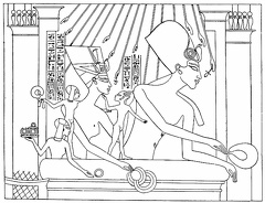 Akhnaton and Nefertiti with their three Daughters