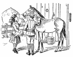 Boy and Girl feeding a horse