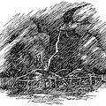 As the man sat in his lodge, there came a clap of thunder and lightning struck his roof, tearing a great hole.jpg