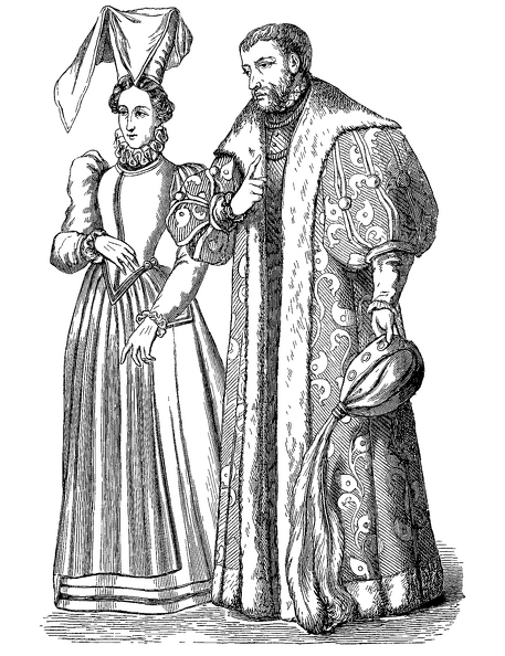 Costume of a rich Bourgeoise, and of a Noble, or Person of Distinction
