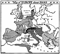 Map of Europe, 500 A.D.