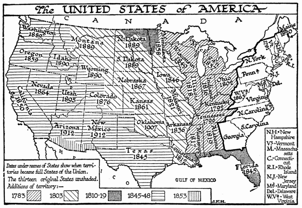 The United States Showing Dates of the Chief Territorial Extensions
