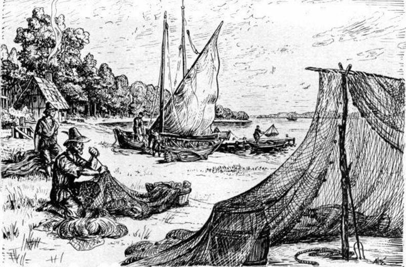 Repairing Nets At Jamestown About 1620