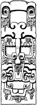 Grotesque Face on the Back of Stela B