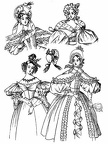 The dresses illustrated are two for walking, one dinner, and one for a ball 1834