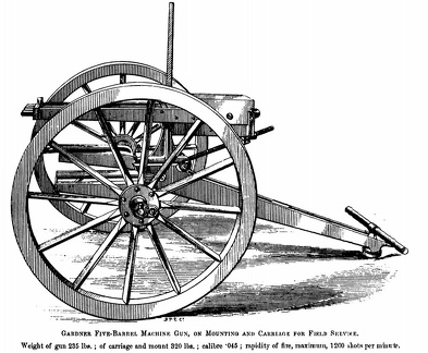 Gardner five barrel machine gun on carriage