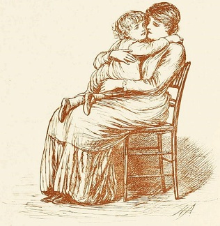 Mother cuddling her little girl