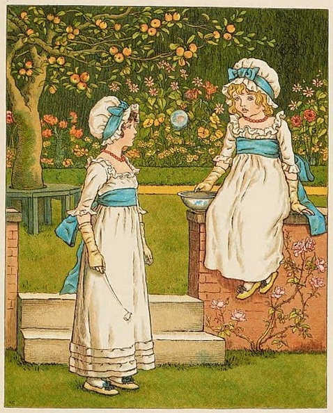 Two little girls blowing bubbles in the garden.jpg