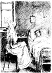 Nurse sitting down beside a patient in bed