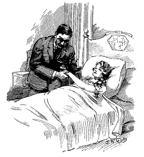 Doctor visiting sick girl in bed