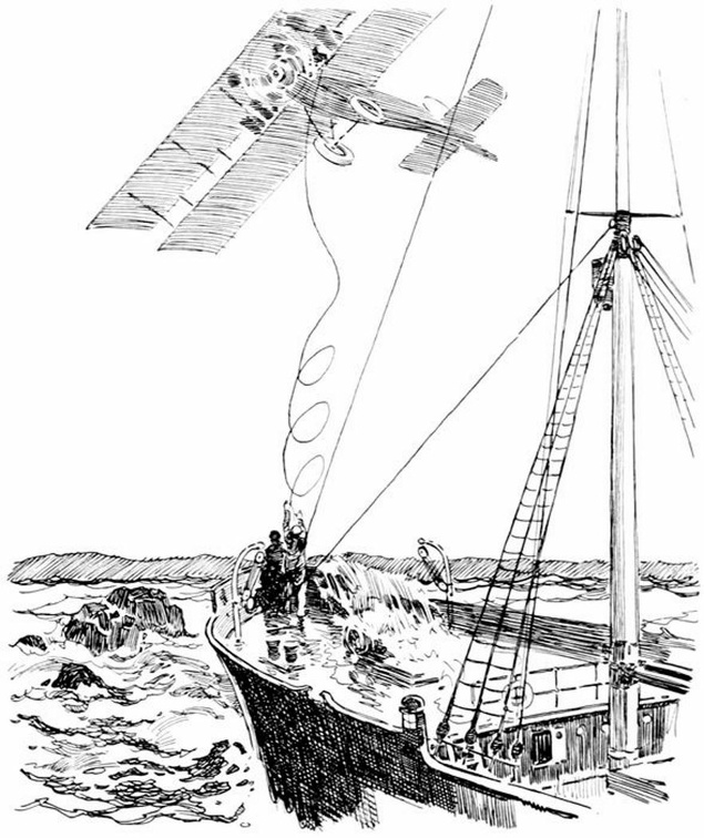 Ship saved by life line thrown from a rescue airship.jpg