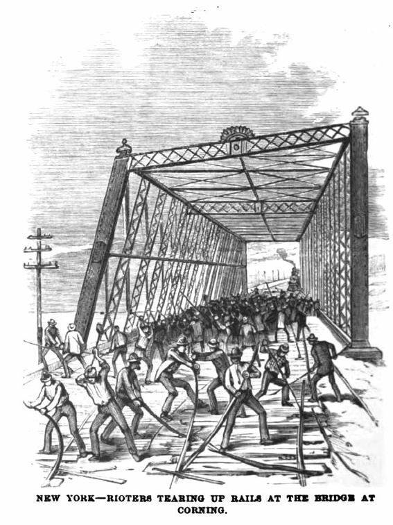 New York - Rioters tearing up rails at the bridge at Corning.jpg