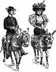 Man and woman riding on donkeys