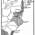 Map showing the first settlements made on the Eastern coast of North America