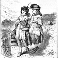 Two girls walking in the country