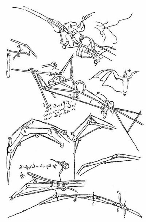 Facsimile of Leonardo da Vinci's drawings on artificial wings.jpg