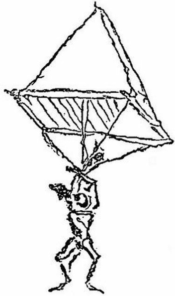 Principle of the parachute, drawing by Leonardo da Vinci.jpg