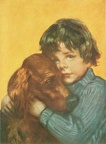 A Boy and his dog both looking sad