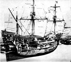 A cutaway drawing of the original Mayflower