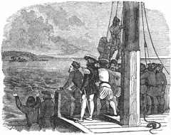 First sight of land from Columbus' ship