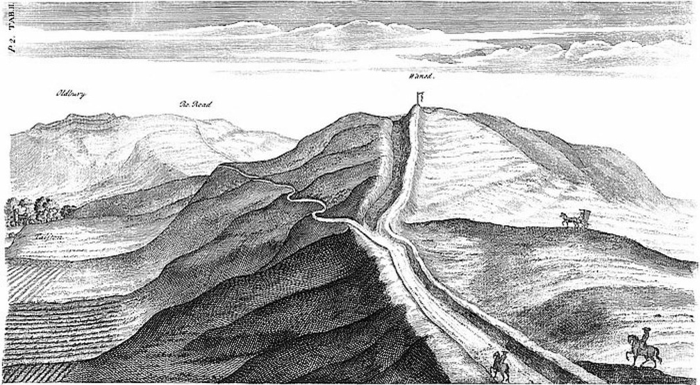 Prospect of the Roman Road & Wansdike just above Calston May 20, 1724