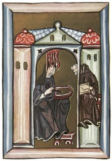 Hildegard receiving the light from Heaven