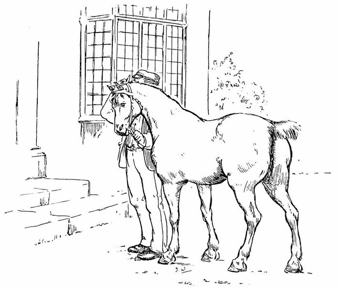 Man and horse outside a house.jpg