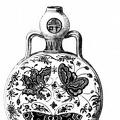 Pilgrim-shaped bottle, enamelled with butterflies
