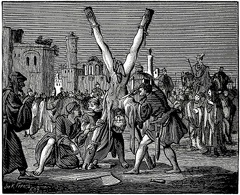 Bartholomew flayed on the cross