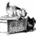 Two kittens playing on a suitcase