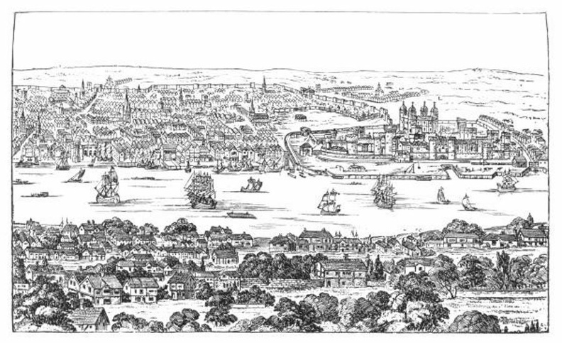 South-east Part of London in the Fifteenth Century, showing the Tower and Wall.jpg