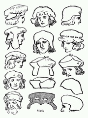 Cap shapes. Period Henry VIII