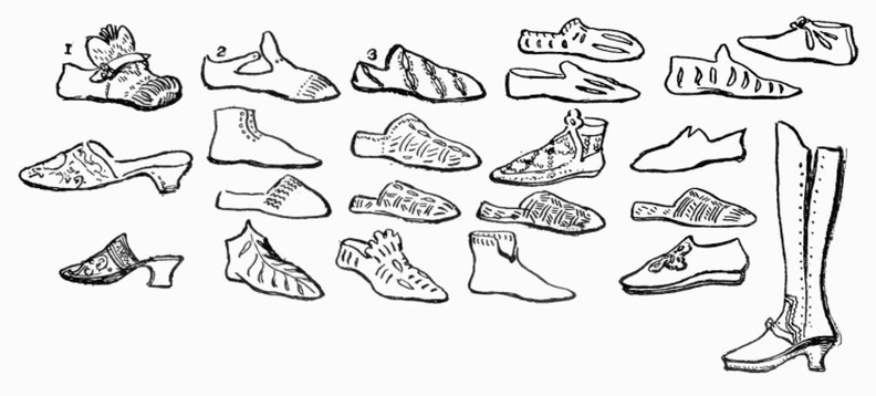 Nos. 1, 2, 3, 1540-50, and other shoe forms worn in the reign of Elizabeth.jpg