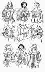 Collar and Bodice types. Period Charles I