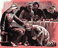 Mary washing the feet of Jesus
