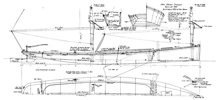 Plan of typical New Haven sharpie showing design and construction characteristics
