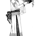 Fashionable lady carrying a bowl of flowers
