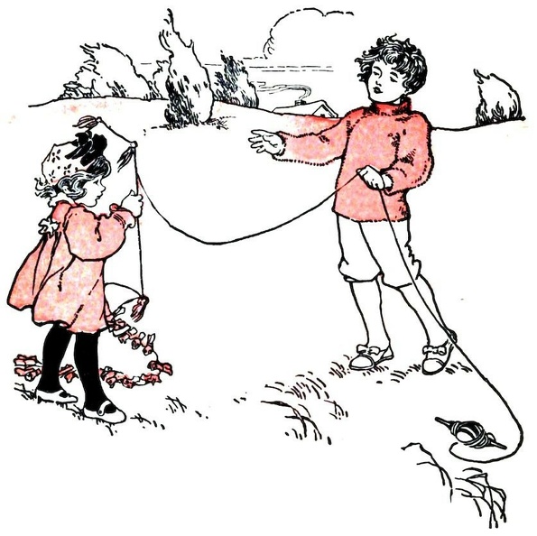 Boy and girl gettingready to fly a kite