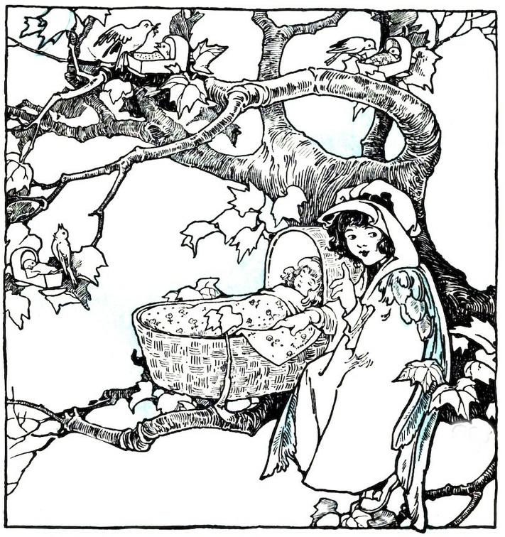Girl with baby in a cradle in a tree.jpg