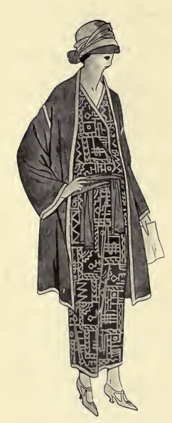 Lady in dress with geometric design