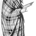 Lady in plaid shawl