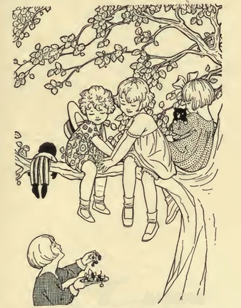 Children plaing in a tree