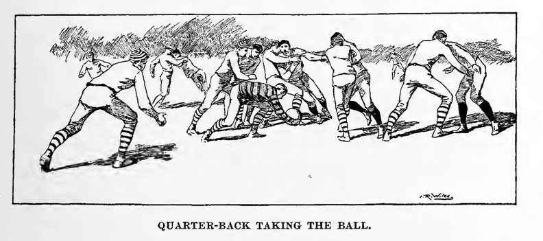 Quarter-back taking the ball