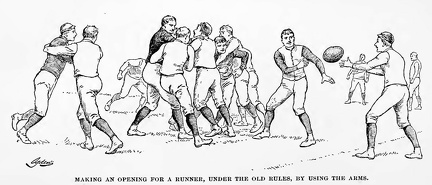 Making an opening for a runner, under the old rules, by using the arms
