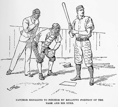 Catcher signalling to pitcher