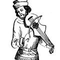 Juggler playing on a Vielle, hollowed out at the Sides. Fifteenth Century